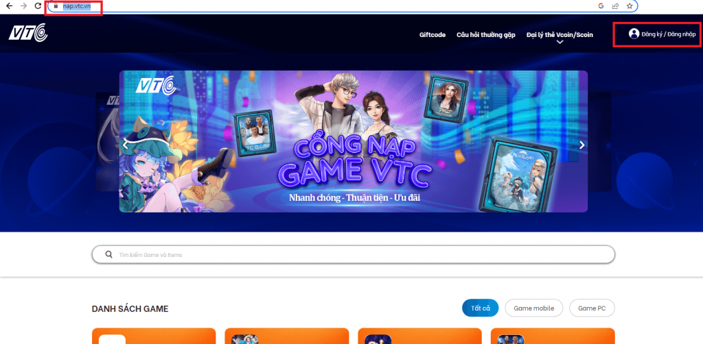 Nạp game truy kích PC qua cổng nạp game VTC 
