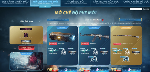 Giao diện Landing Ingame Truy Kích PC sự kiện 2: Mở chế độ PVE mới