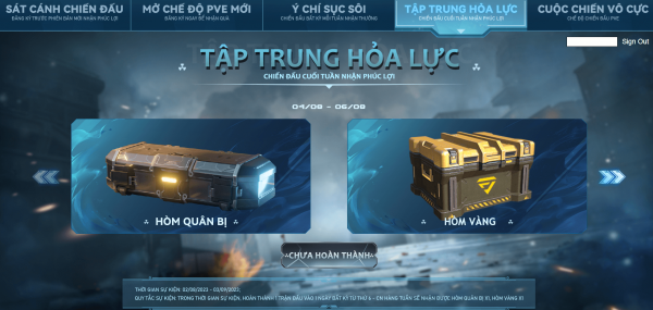 Giao diện Landing Ingame Truy Kích PC sự kiện 4: Tập trung hỏa lực