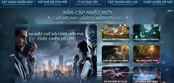 Giao diện Landing Ingame Truy Kích PC sự kiện 5: Cuộc chiến vô cực