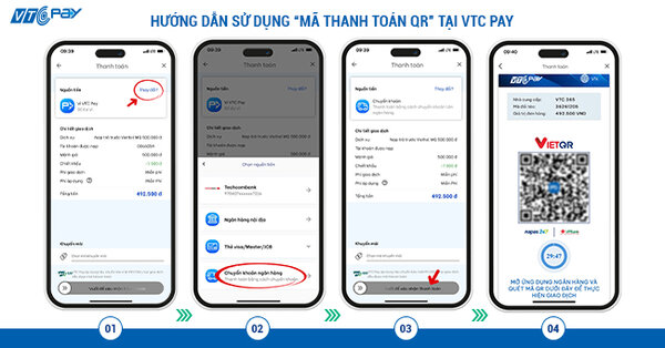 thanh toán dịch vụ bằng VTC Pay - QR