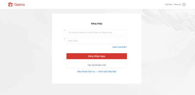 Garena đăng nhập