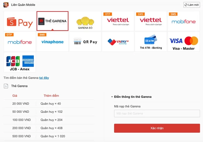 nạp quân huy tại vtcpay