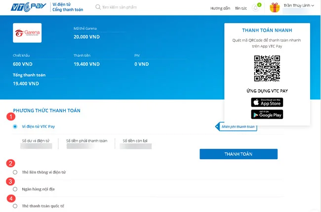 nạp quân huy tại vtcpay