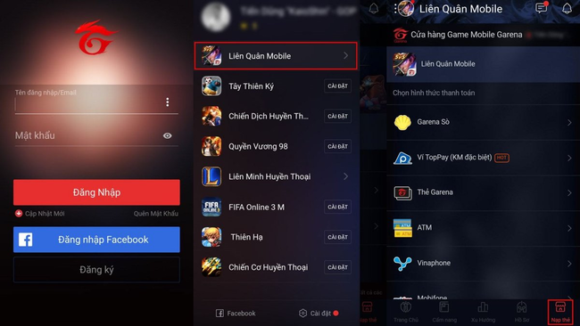 nạp quân huy garena