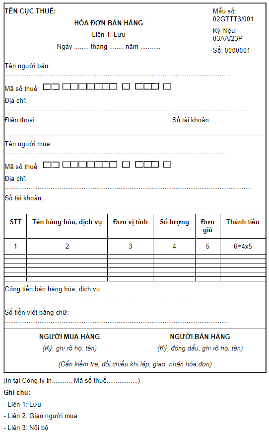 mẫu hóa đơn