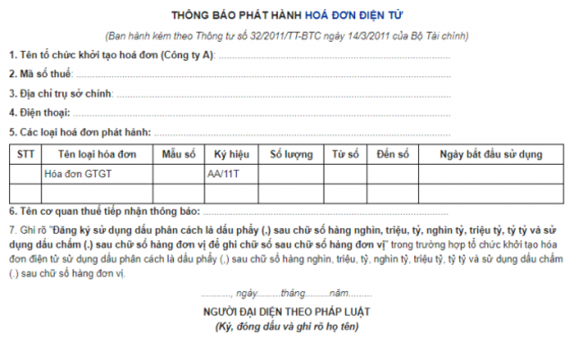 mẫu hóa đơn điện tử