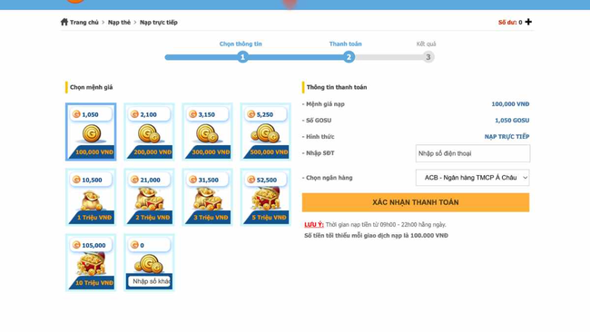 Mua thẻ Gosu online 