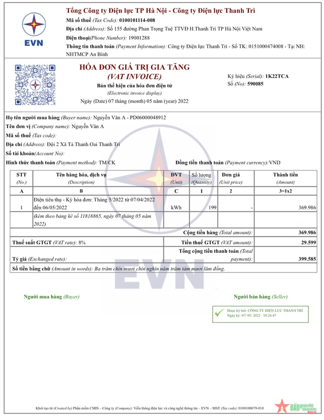 bản thể hiện hóa đơn điện tử bản thể hiện hóa đơn điện tử