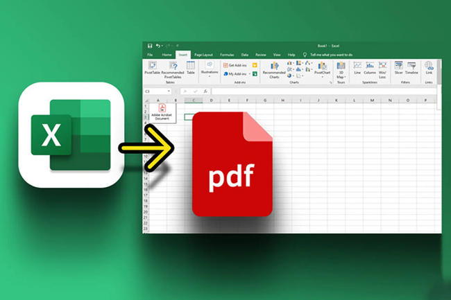 chèn file PDF vào Excel