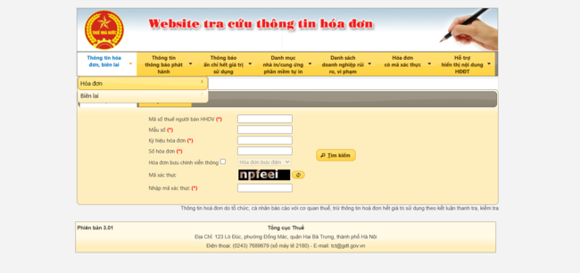 kiểm tra hóa đơn hợp lệ