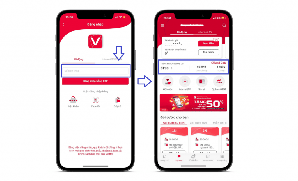 cách kiểm tra dung lượng 4g viettel