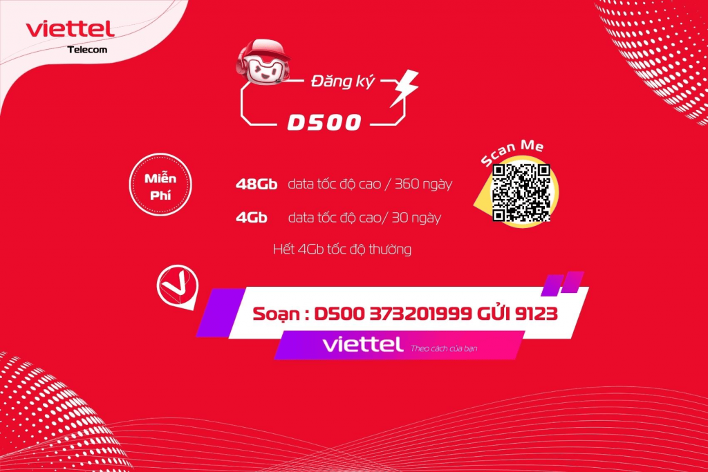 Cách ứng data viettel gói d500
