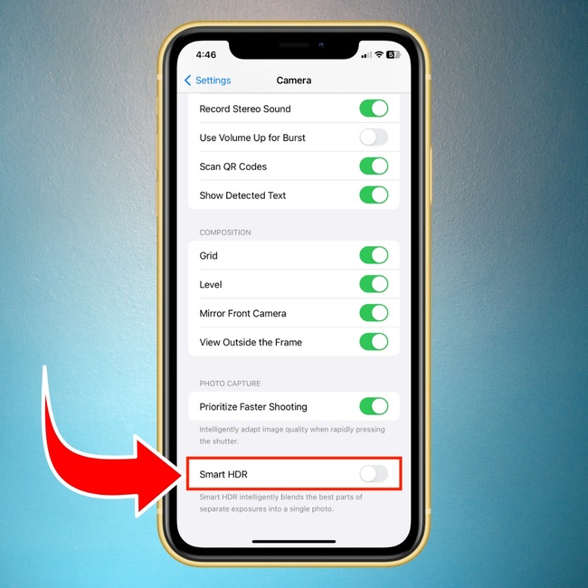tắt hdr trên iphone nhanh