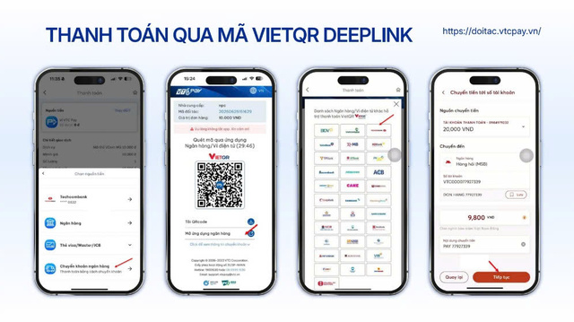 Thanh toán qua mã vietqr deeplink