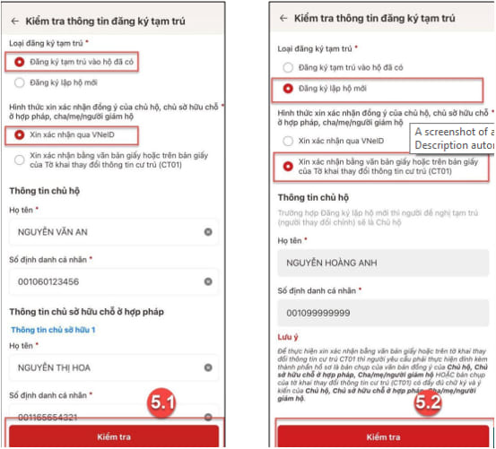 đăng ký tạm trú trên vneid