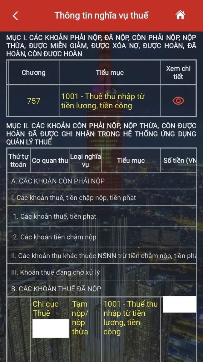 nợ thuế thu nhập cá nhân