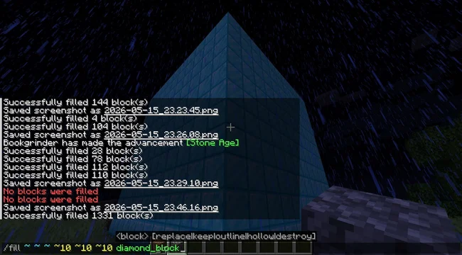 sử dụng lệnh Fill trong Minecraft