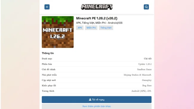 tải Minecraft mới nhất