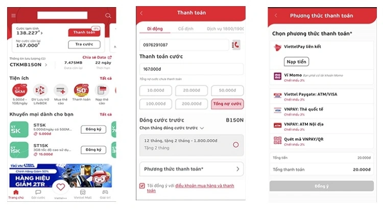 thanh toán cước trả sau viettel