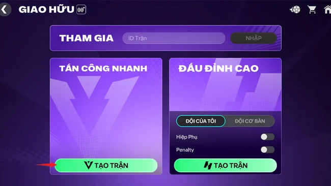 mời bạn bè thi đấu FC Mobile