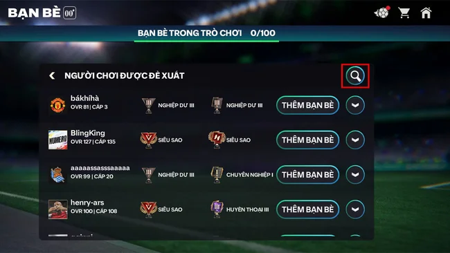 cách kết bạn trong FC Mobile VN