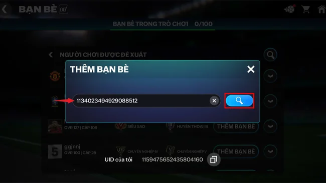cách kết bạn trong FC Mobile VN