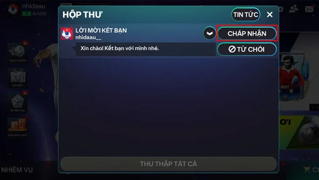 Cách đồng ý kết bạn trong FC Mobile