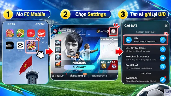 tìm UID FC Mobile