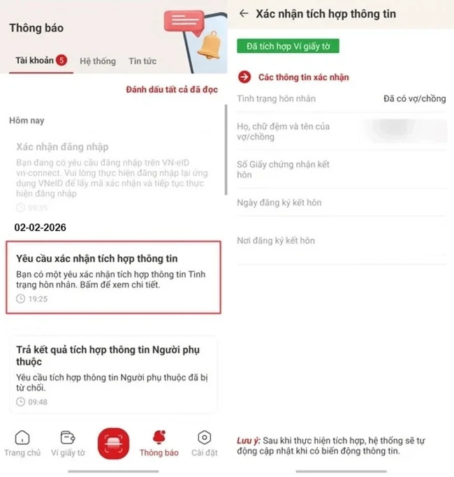 cách cập nhật tình trạng hôn nhân VNeID