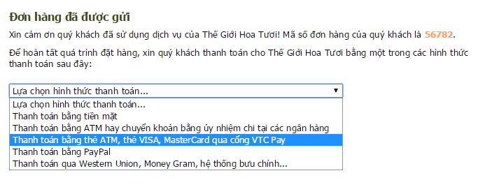 Huong dan dat hoa truc tuyen qua Cong thanh toan VTC Pay 7