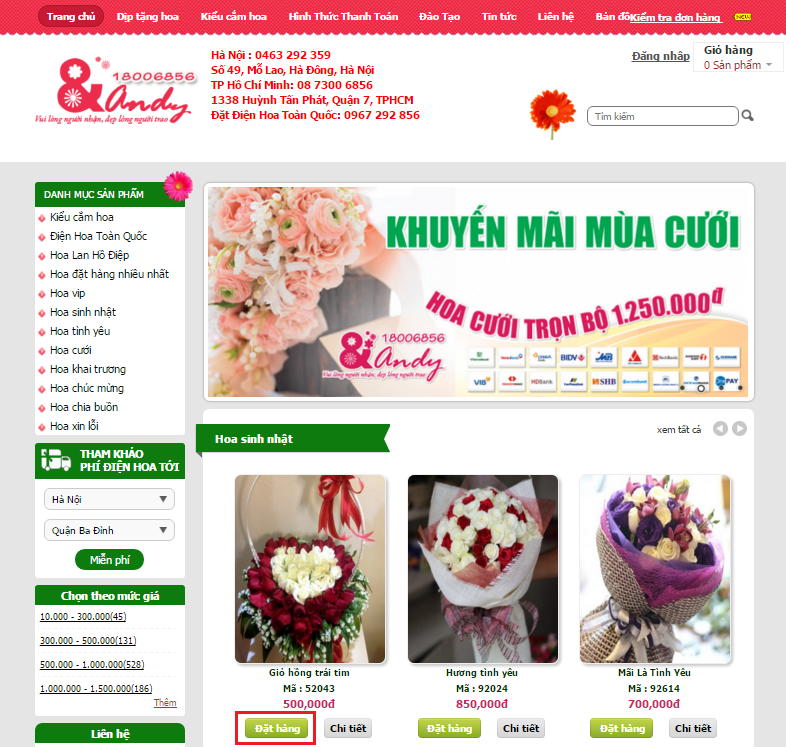 dat hoa online giam gia qua VTC Pay 2