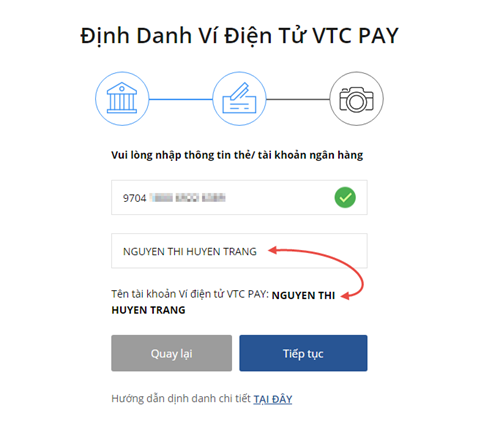 Hướng dẫn định danh ví VTC Pay