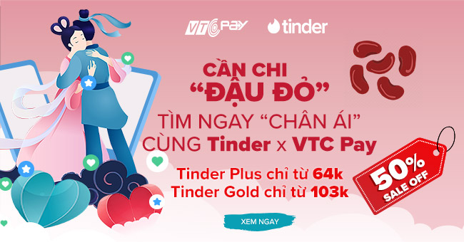 tinder gold tinder plus giảm giá 50% tại app vrc pay