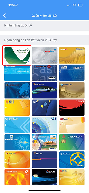 liên kết ví VTC Pay với ngân hàng Vietcobank